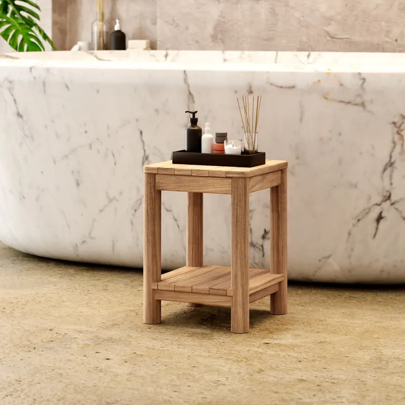 12.5" Square Portofino Teak Stool – Free Shipping 1