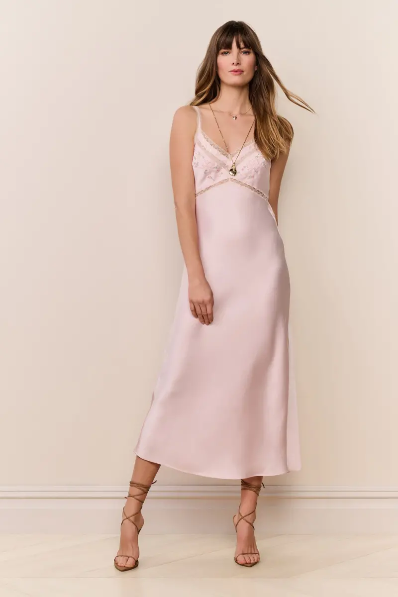 Annabeth Embroidered Satin Midi Dress For Teens 1