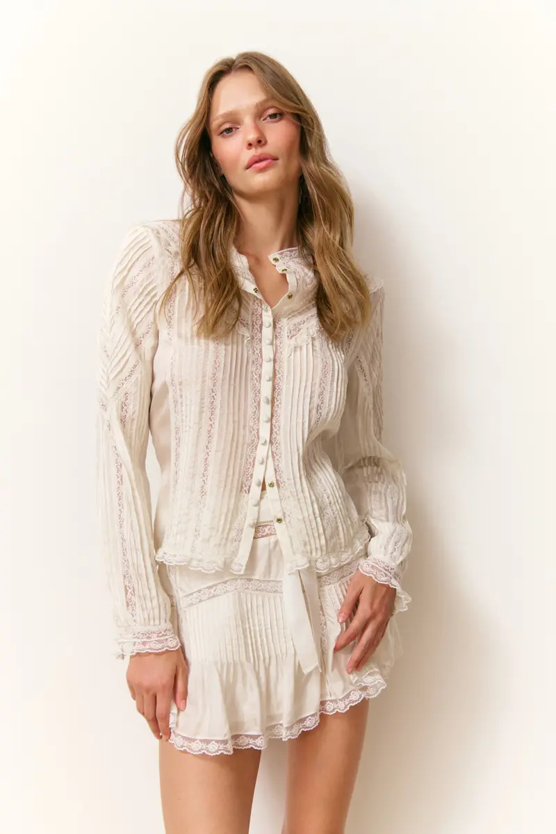 Aralina Ivory Silk Blouse – Refined Draping And Texture 1