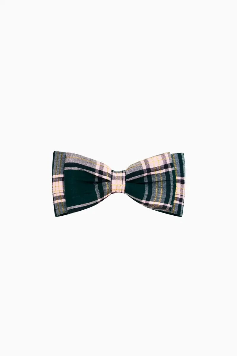 Ayisha Tartan Hair Bow – Mistletoe Kiss Fabric Accessory 1