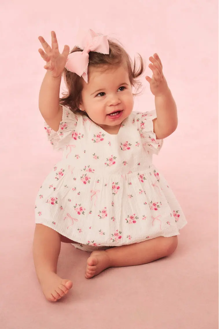 Baby Rose & Bow Short-Sleeve Top In Soft Cotton 1