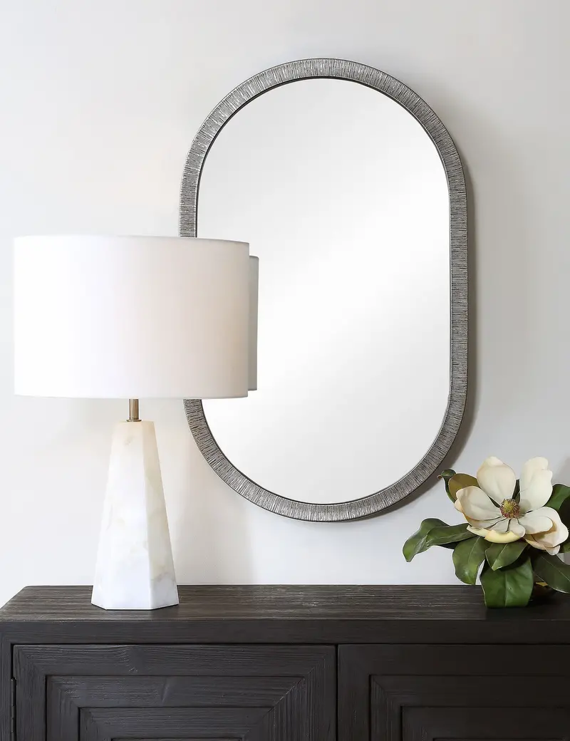 Benga Oval Wall Mirror With Sculptural Frame 1