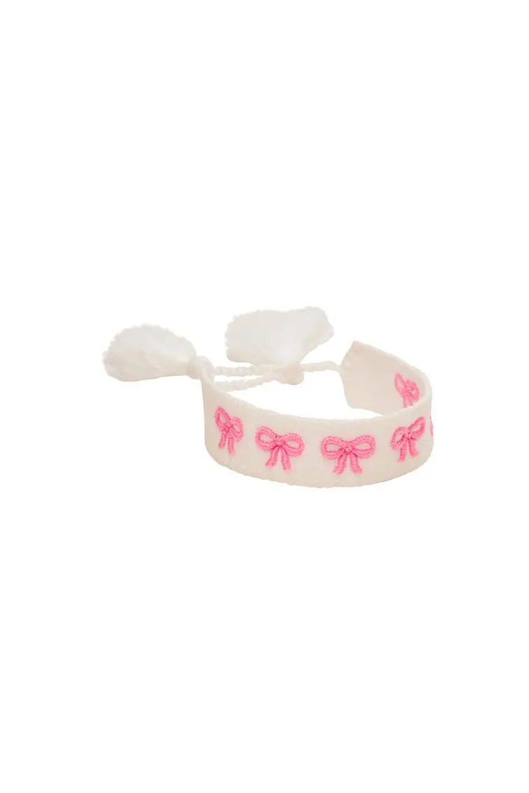 Bow-Trimmed Woven Bracelet – Adjustable Fabric Band 1