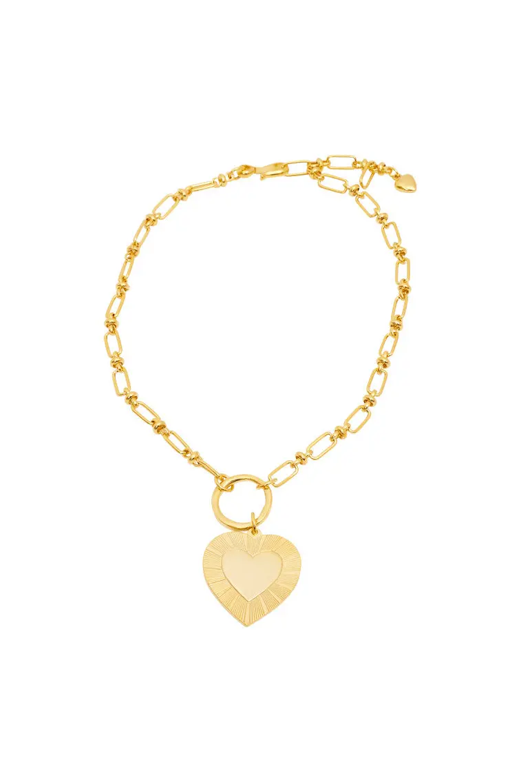 Brinker+Eliza Gold Heart Pendant Necklace – Dainty Layering Style 1