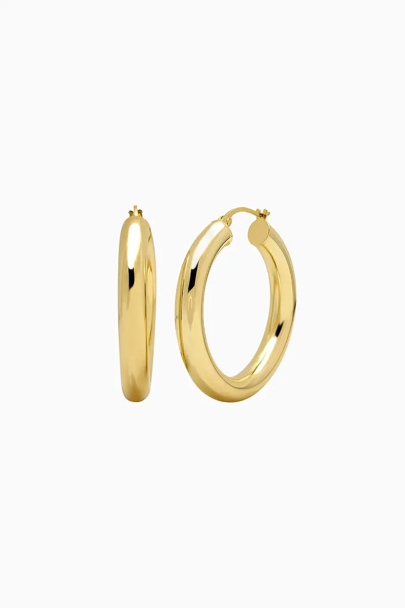 Bychari Sade Hoop Earrings – Medium Gold Tone 1