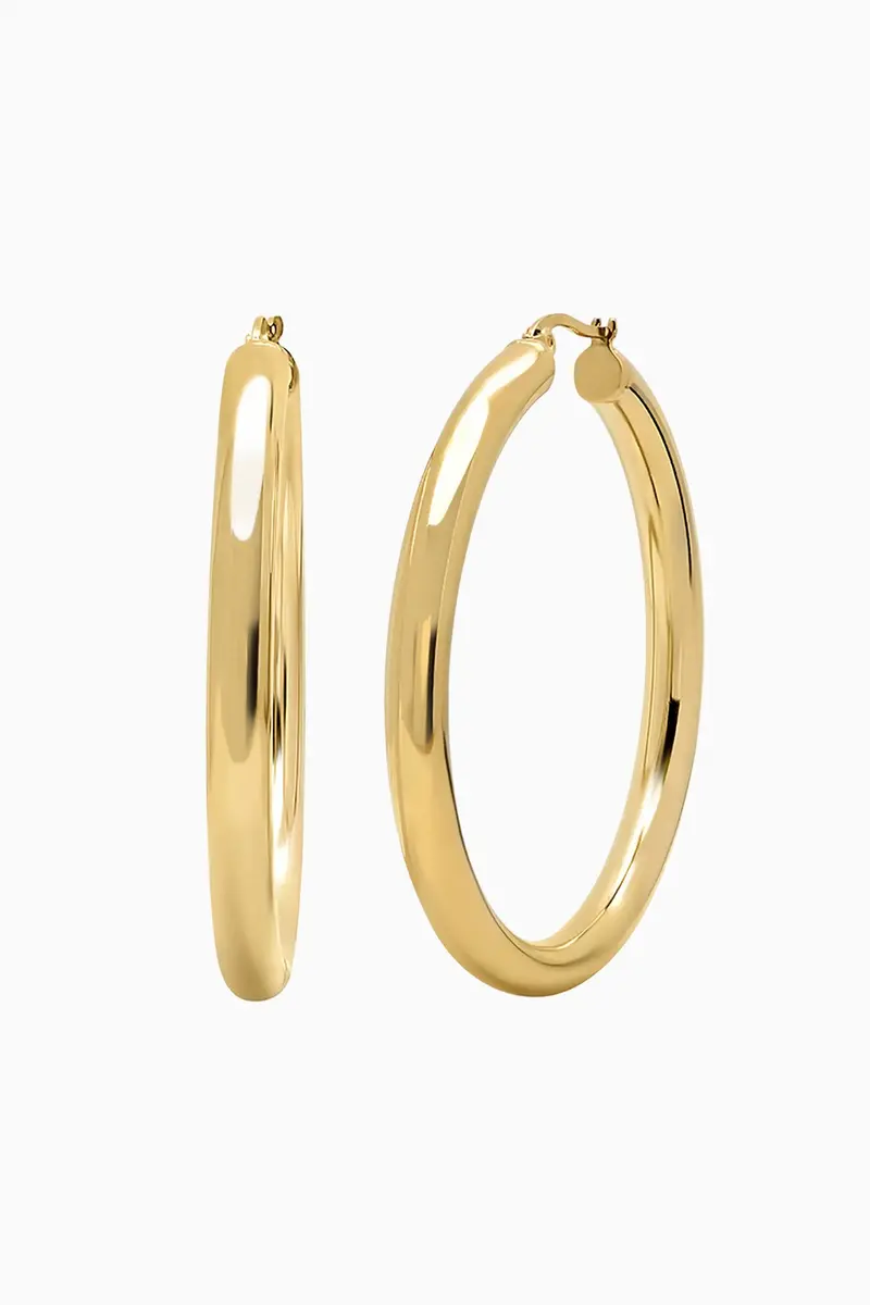 Bychari Sade L Hoops – Large Gold-Tone Statement Hoops 1
