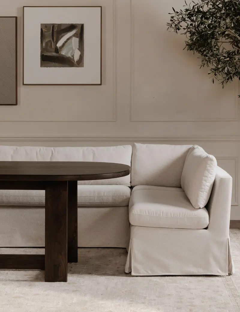 Carmella Reversible Slipcover Dining Bench – Linen-Blend Fabric 1