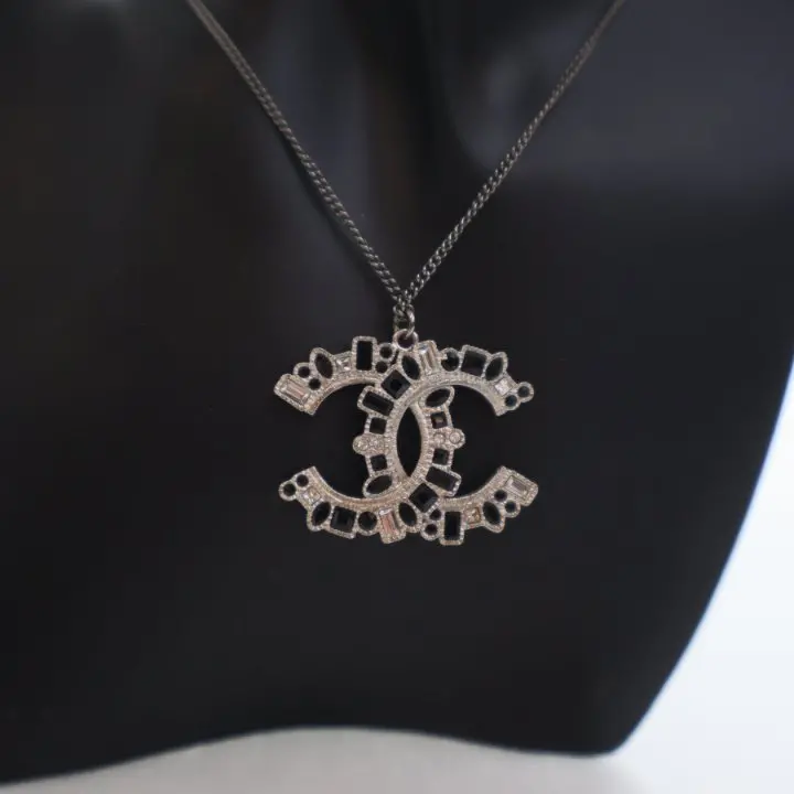 Chanel Cc Necklace Featuring Crystal-Embellished Logo Pendant 2