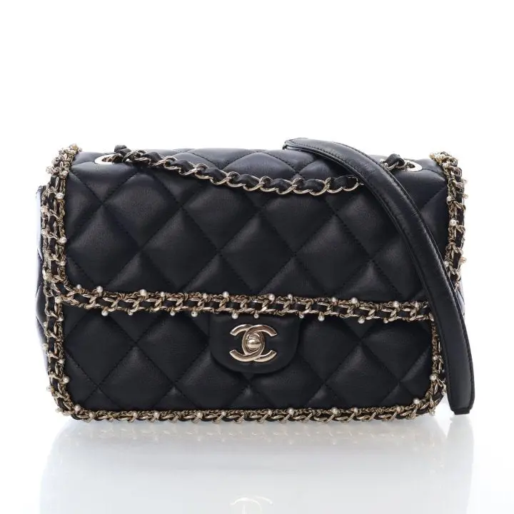 Chanel Medium Lambskin Pearl Chain Around Flap Bag – Elegant Detailing 1