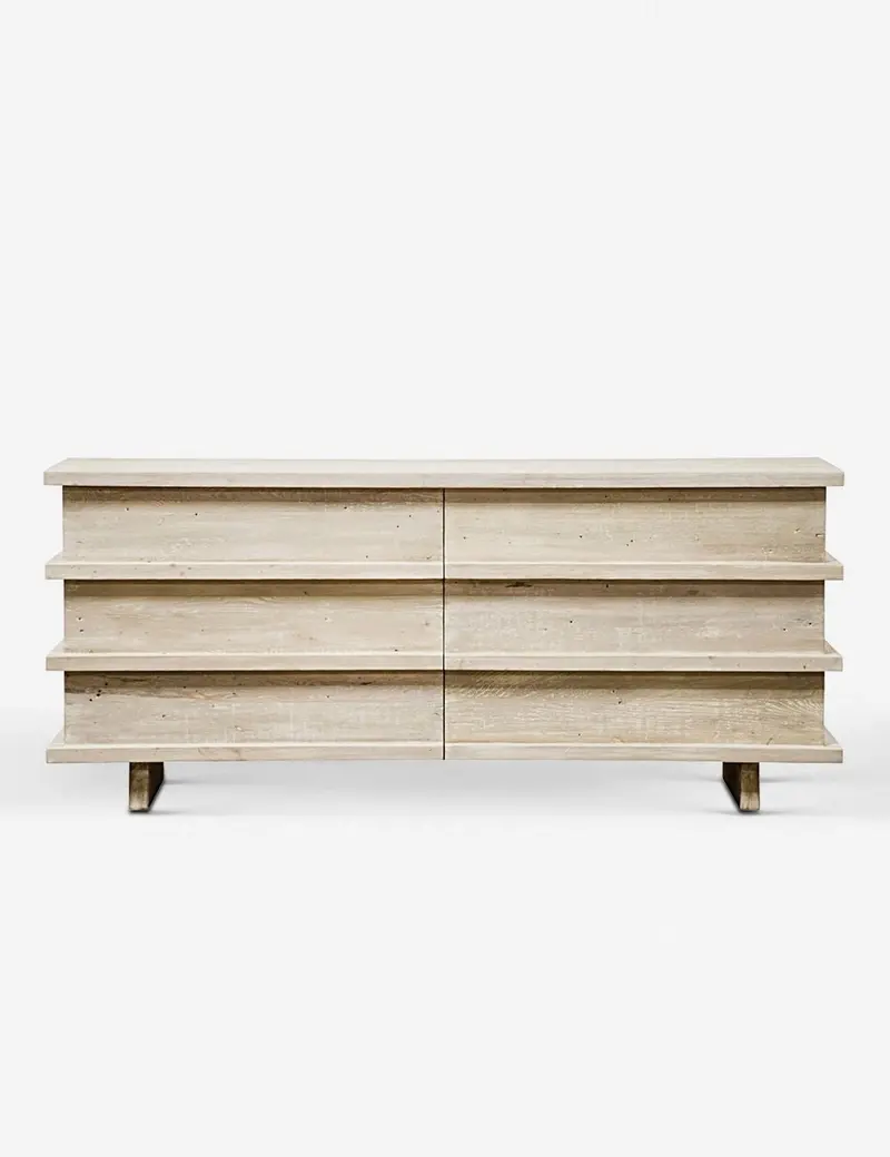 Corliss White-Washed 6-Drawer Dresser With Knob Hardware 1