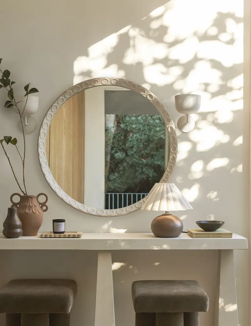 Correa Polished Brass Round Wall Mirror 1