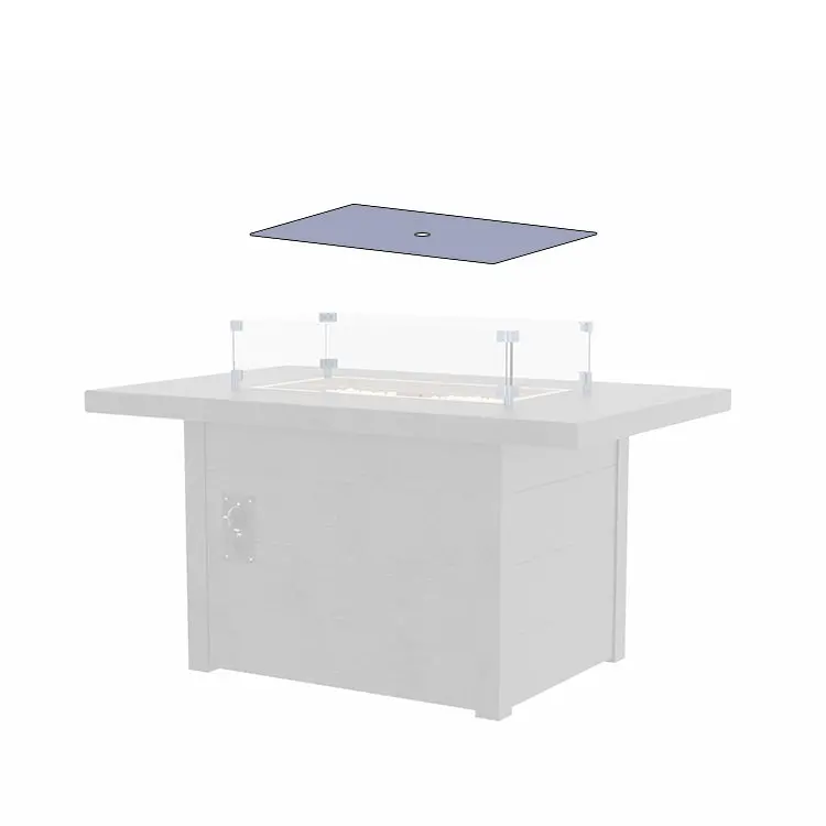 Crp Smoked Glass Rectangular Fire Table Cover – Tempered Glass 1