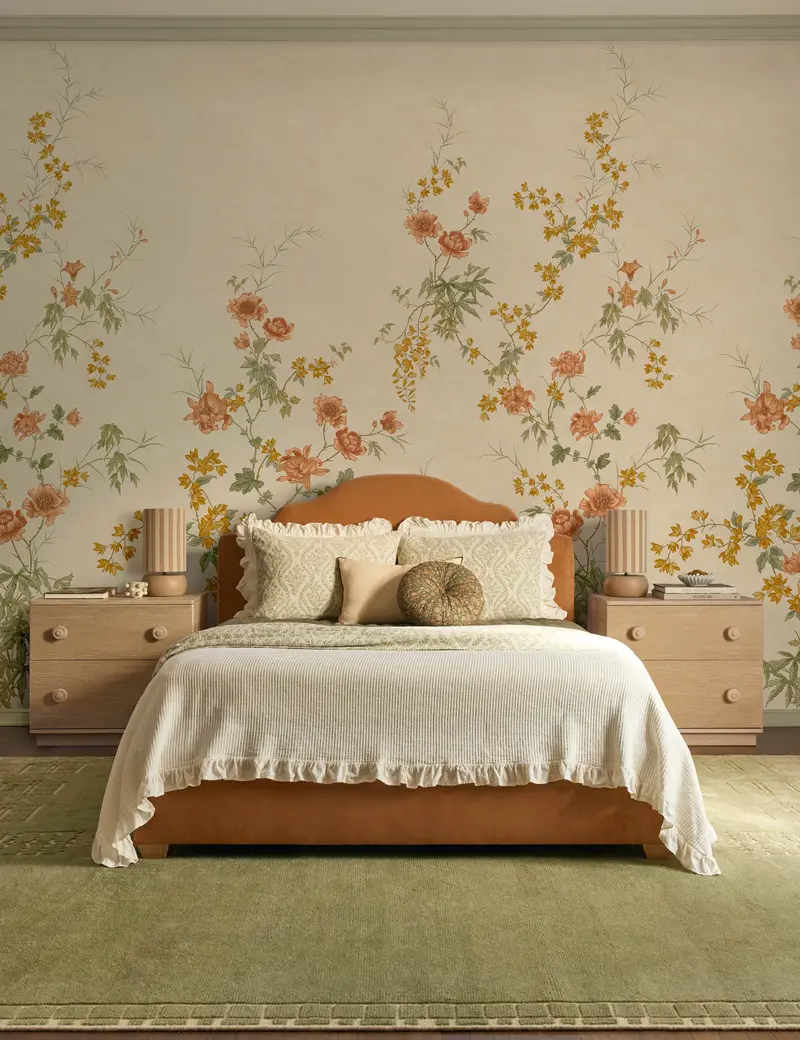 Fleurine Large-Scale Wallpaper Mural In Ivory 1
