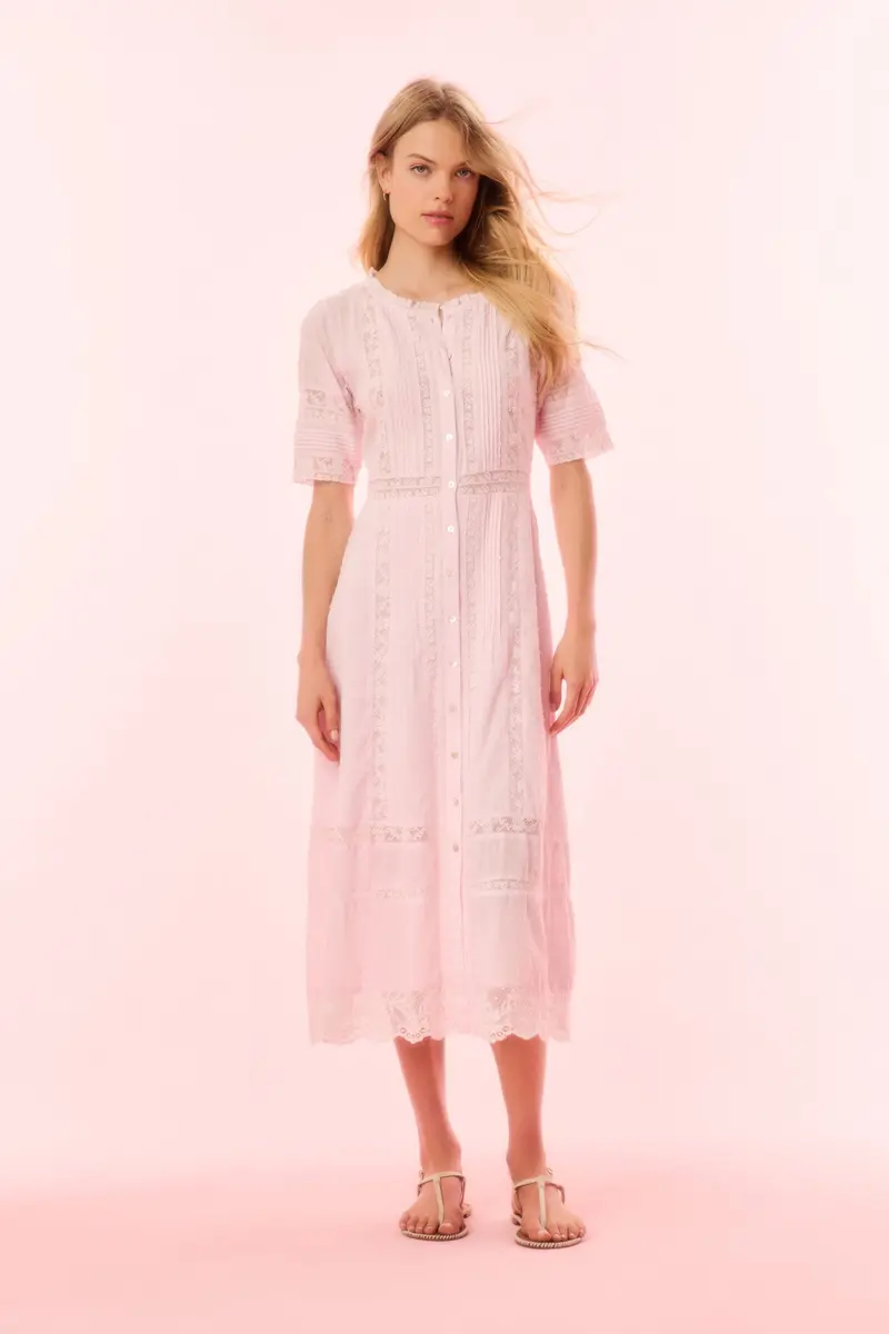 Francilla Cotton Midi Dress In Ballerina Pink 1