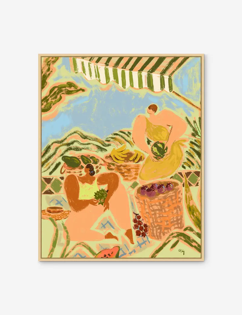 Fruit Basket Picking Illustrated Wall Art Print 1