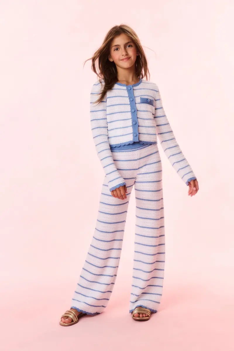 Girls’ Fawna Striped Crochet-Look Lounge Pants 1