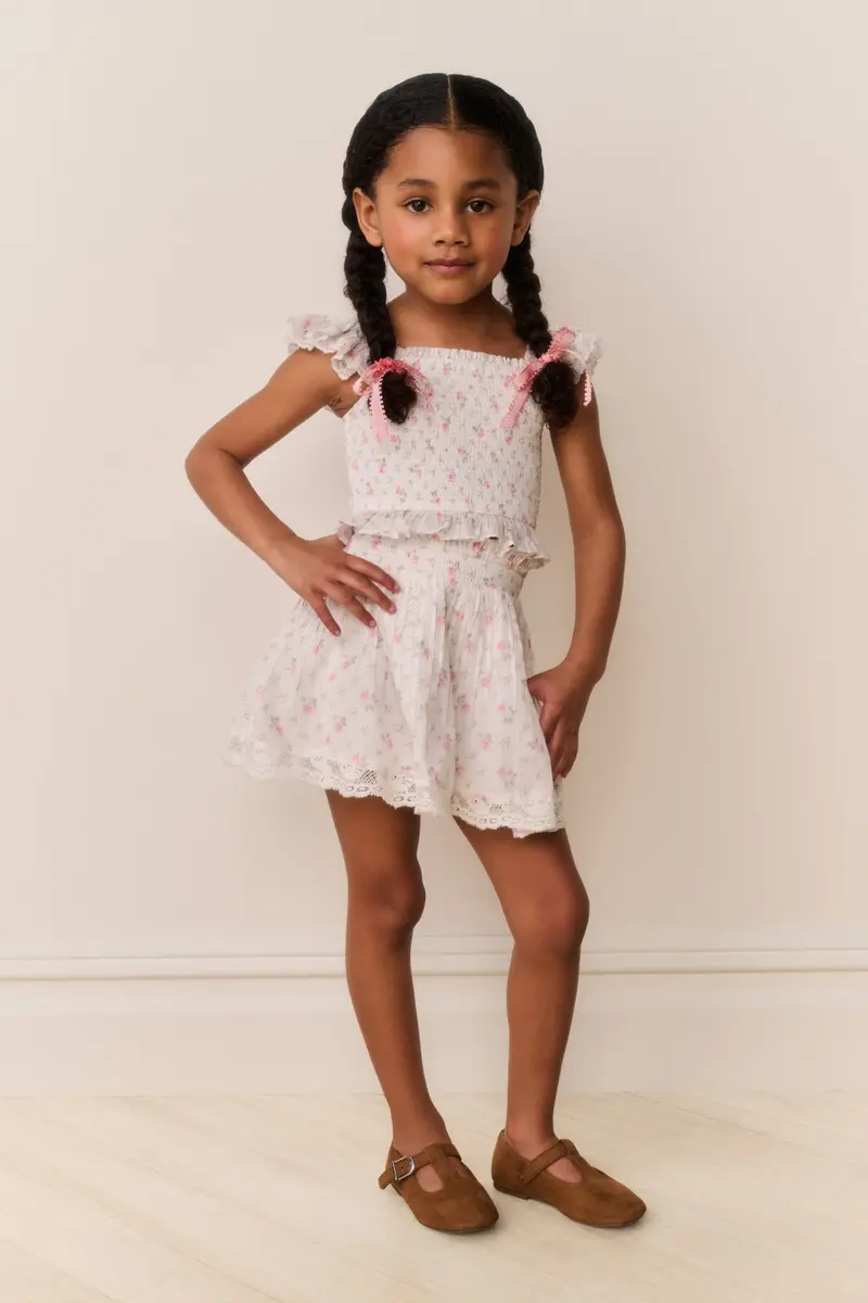 Girls' Solena Floral Cotton Mini Skirt – Sunwashed Ivory 1