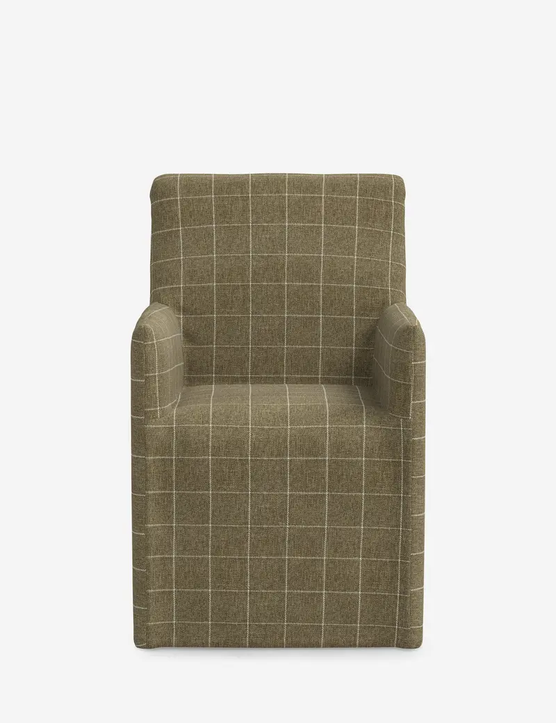 Haddan Upholstered Dining Arm Chair – Removable Linen Slipcover 1