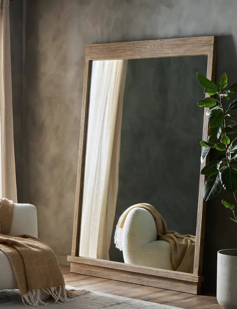 Hadfield Arched Floor Mirror With Wood Frame 1