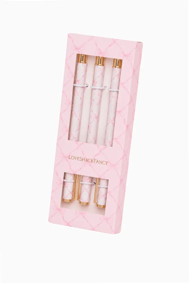 Heirloom-Print Pink Peppermint Pen Set 1
