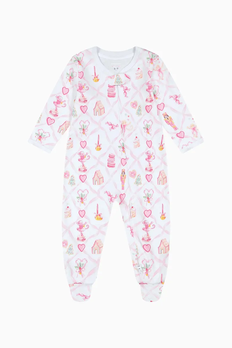 Infant Sugarplum Lattice Zip-Front Footie – Loveshackfancy × Roller Rabbit 1