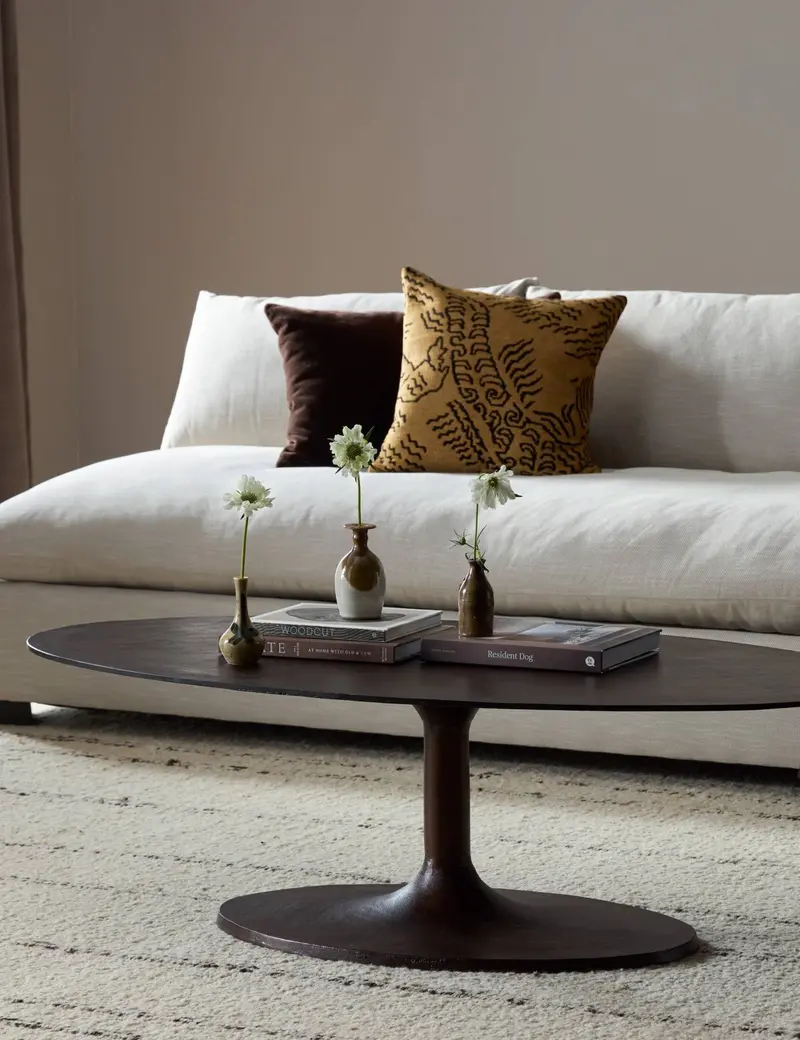 Inga Oval Indoor/Outdoor Coffee Table With Teak Top 1