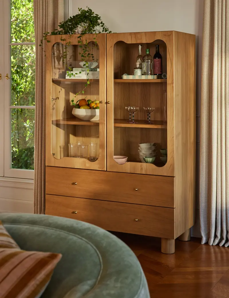 Jordena Glass-Front Curio Cabinet With Led Lighting 1