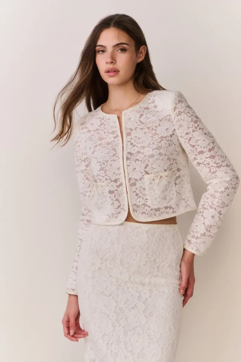 Junetta Cropped Lace Jacket With Feminine Detailing 1