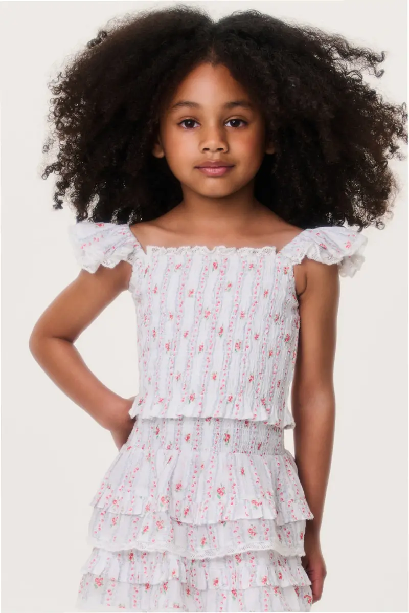 Little Girls' Cherry Stripe Caspia Top – Playful Short-Sleeve Tee 1