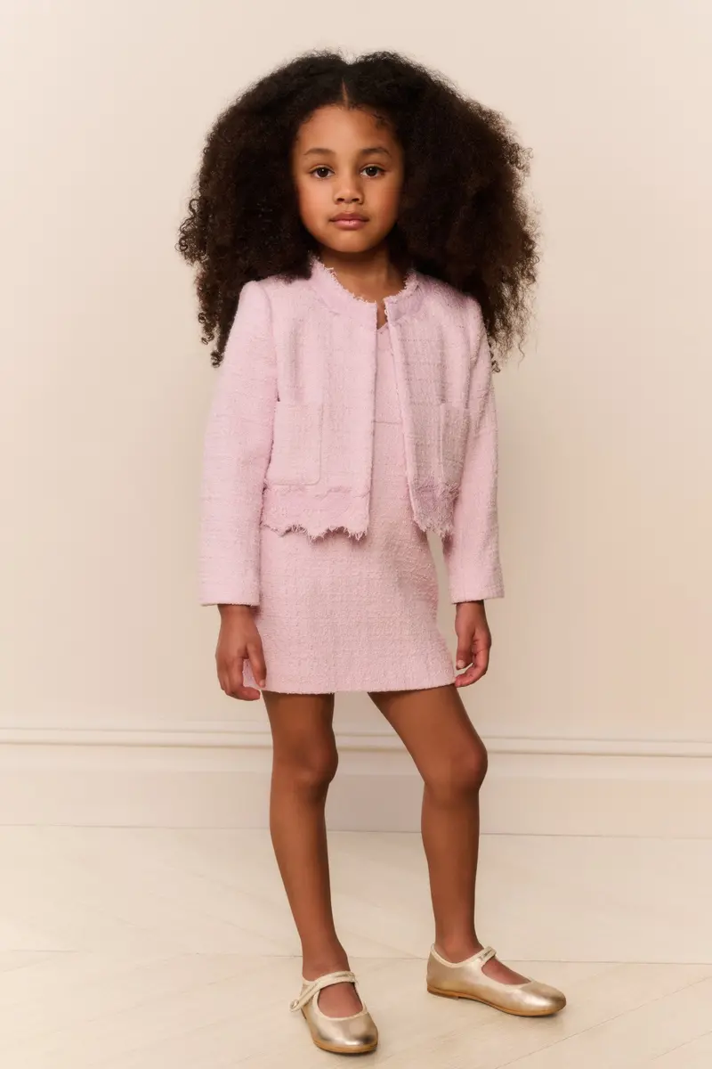 Little Girls' Erina Tweed Jacket With Lace Detail 1