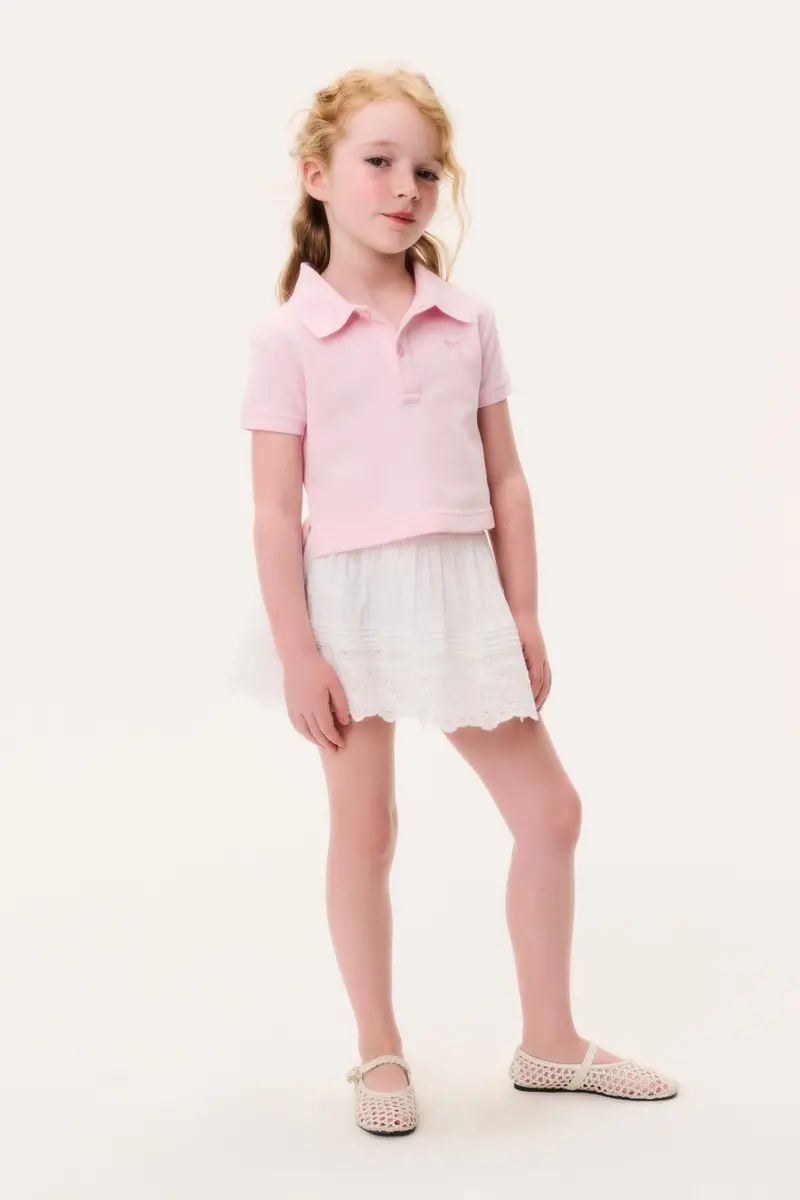 Little Girls Sani-Style Cotton Mini Skirt – Optic White 1