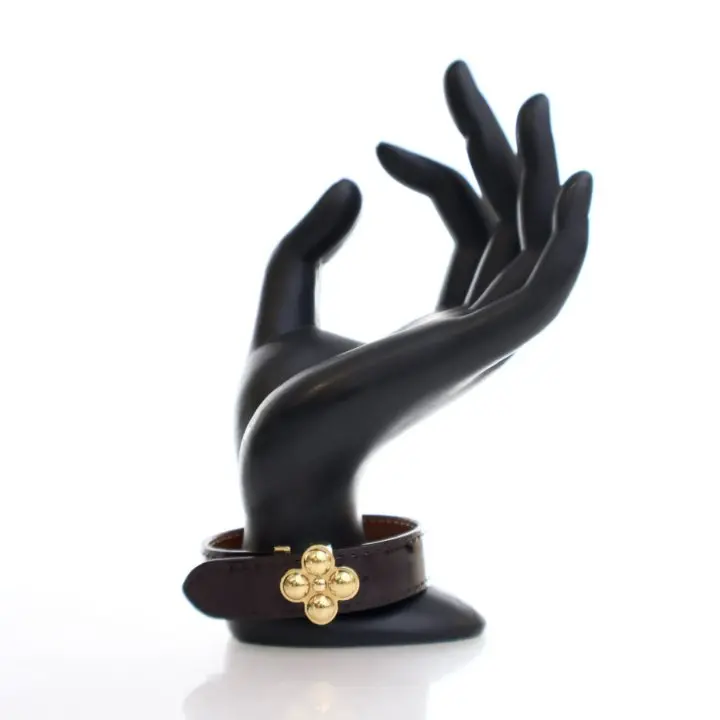Louis Vuitton Vintage Vernis Wish Bracelet – Glossy Monogram Cuff, Size 17 1