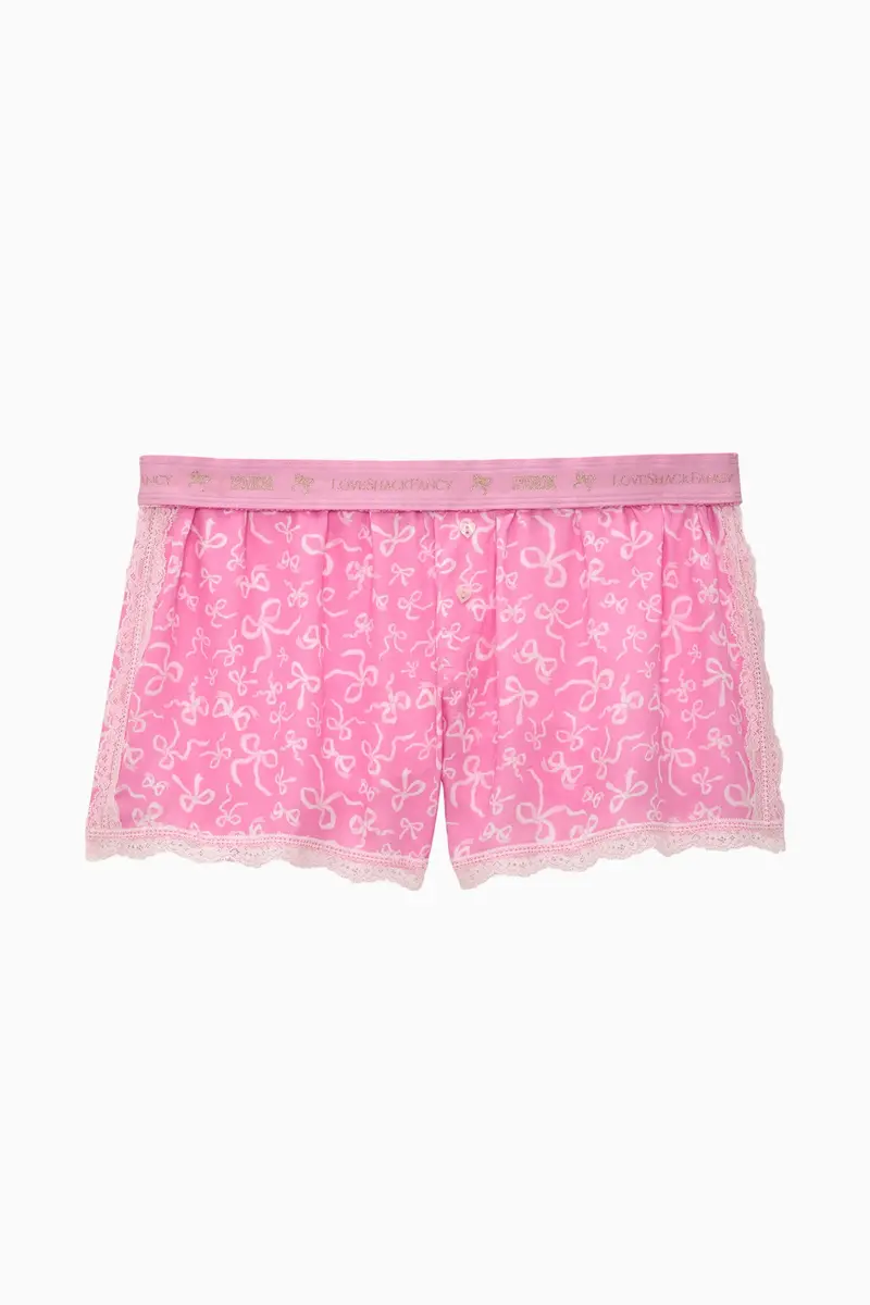 Loveshackfancy X Pink Boxy Shorts – Signature Print 1