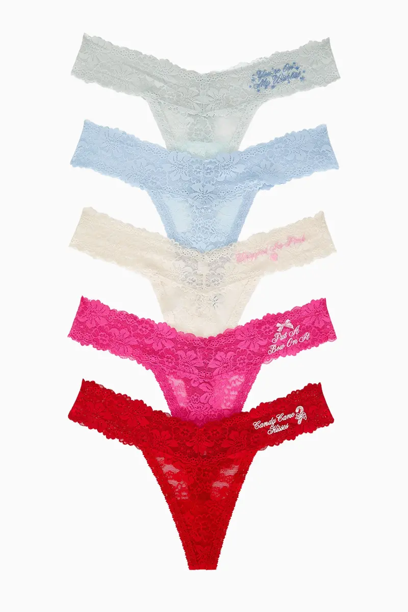 Loveshackfancy X Pink Wink Lace Thong Panty Pack (5-Pack) 1