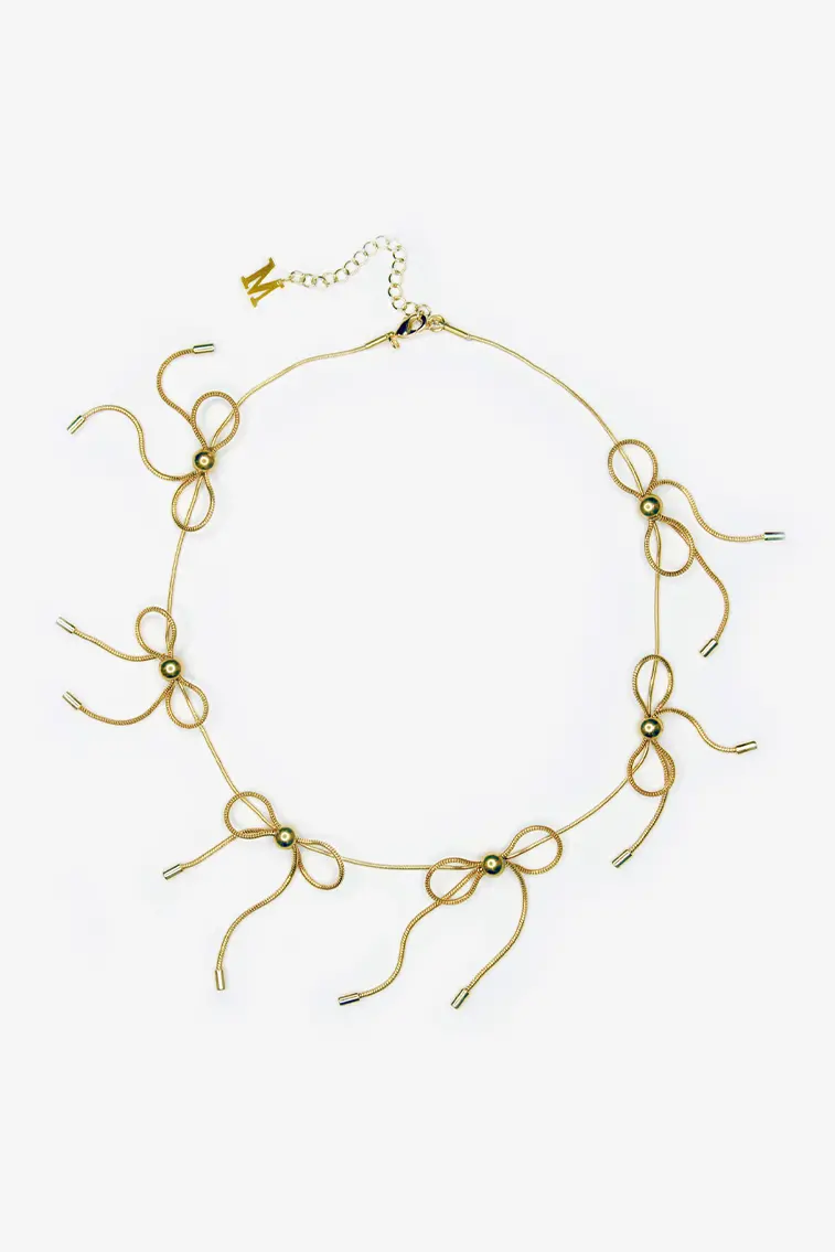 Marland Backus Gold Bow Pendant Necklace 1