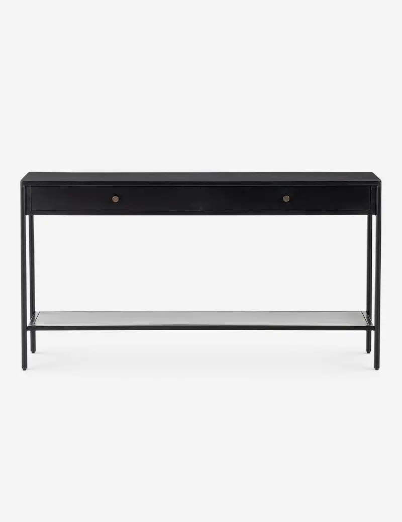 Mathus Minimalist Console Table With Black Metal Base 1