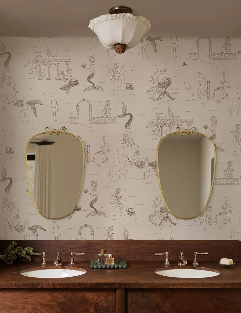 Mermaid Toile Print Wallpaper By Sarah Sherman Samuel 1