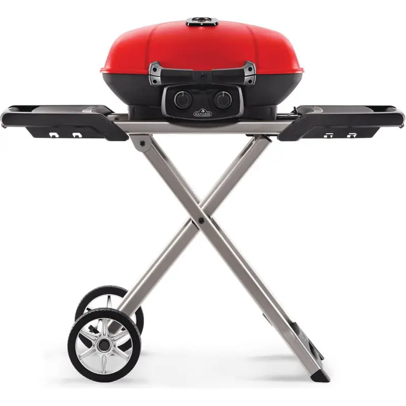 Napoleon Travelq 285X Portable Gas Grill With Scissor Cart & Griddle (Red) 1
