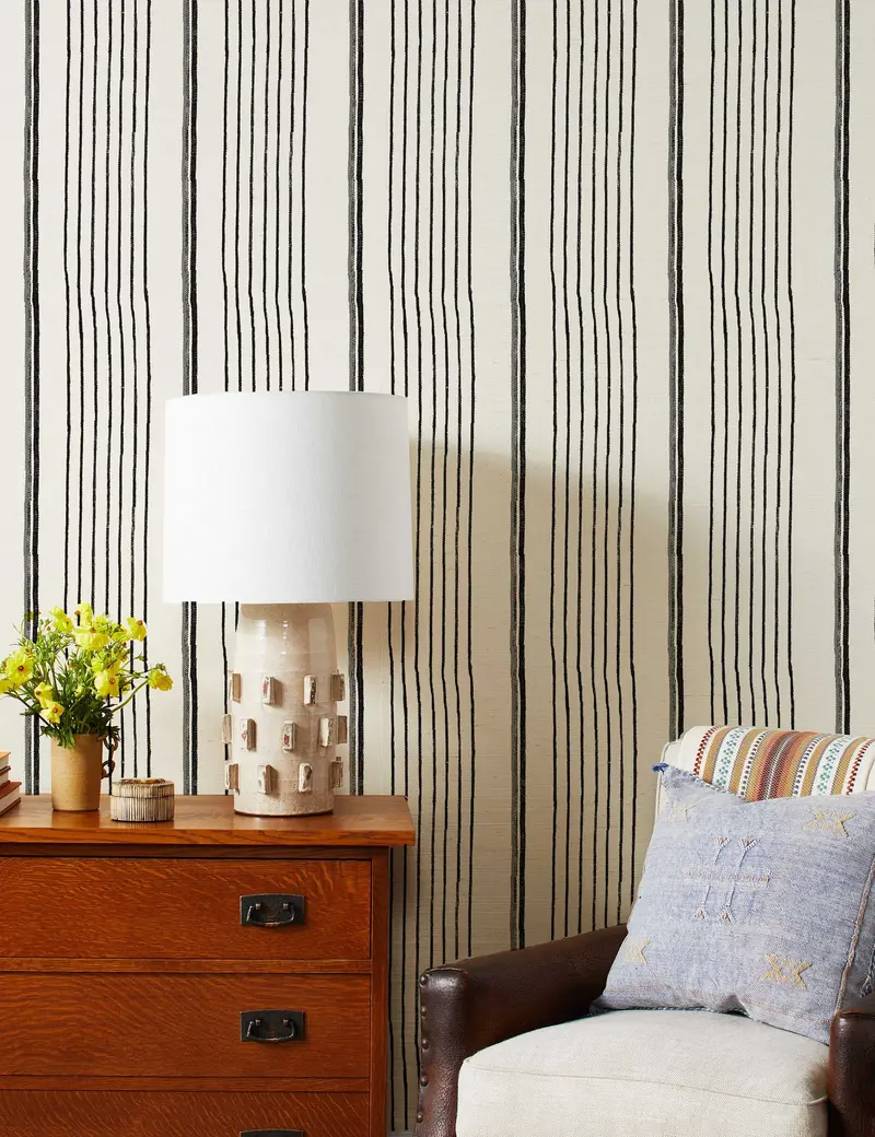Nathan Turner Two-Tone Striped Grasscloth Wallpaper 1
