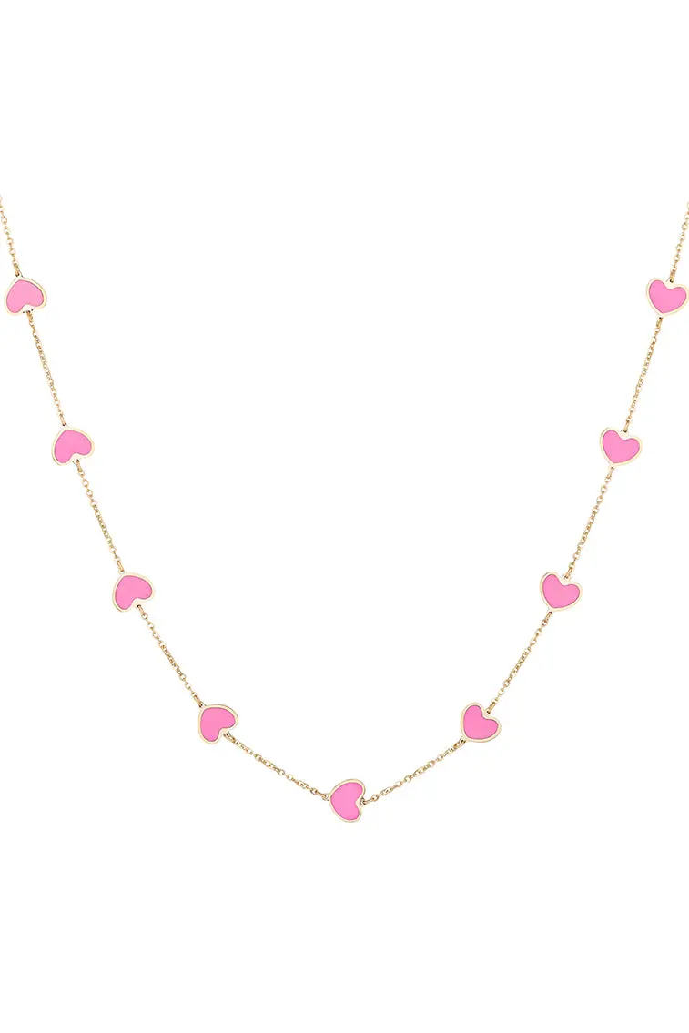 Ouf! By Sara Love 14K Gold Pink Hearts Pendant Necklace 1