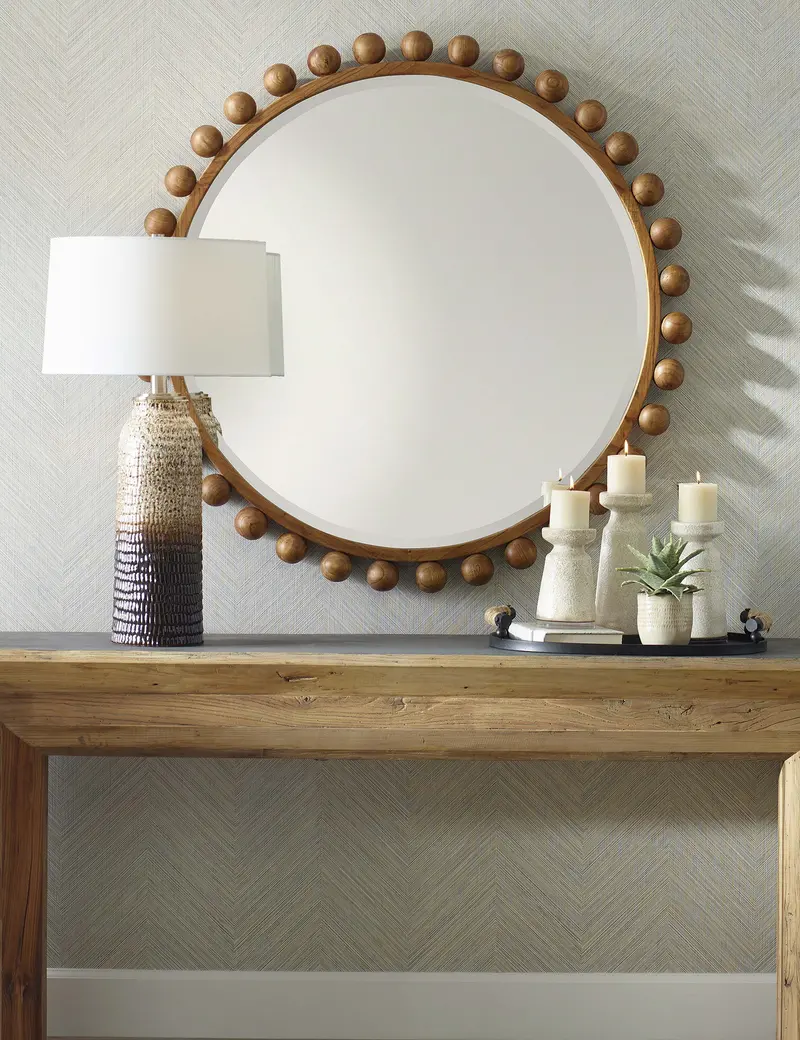 Pechet Round Framed Mirror With Metallic Finish 1