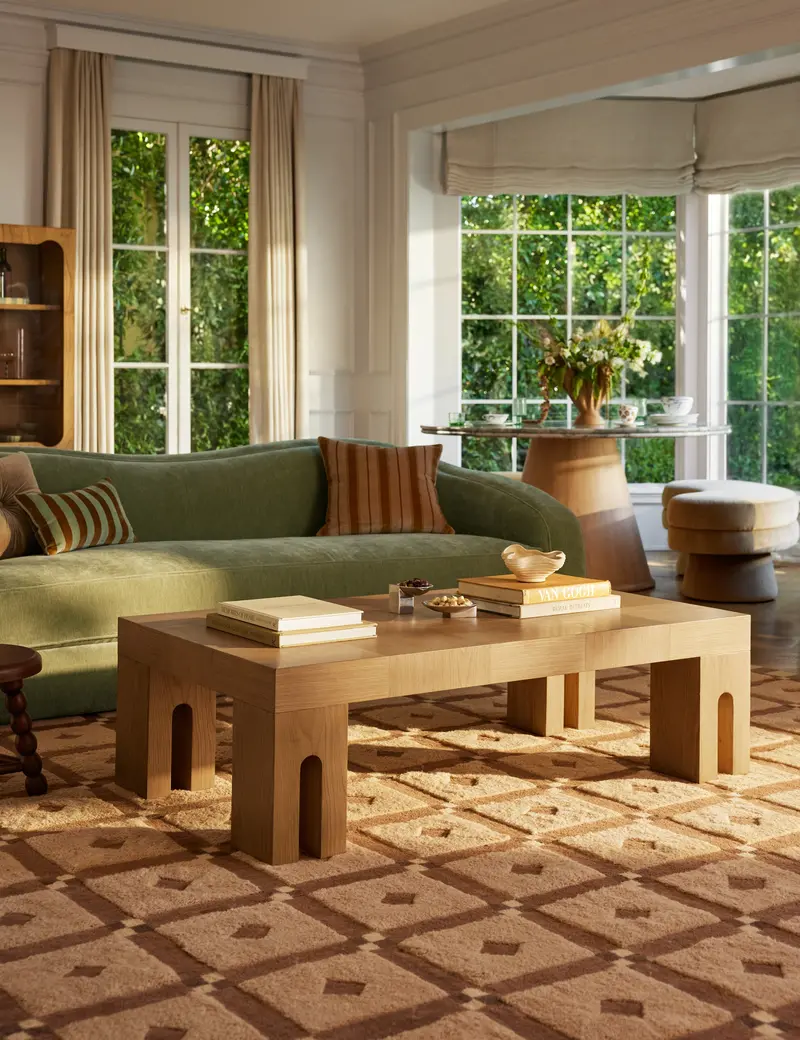Rafi Low Coffee Table With Organic Wood Grain 1