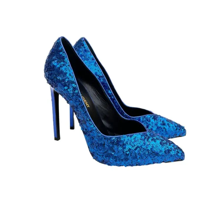 Saint Laurent Sequin Paris 105 Heeled Sandals – Size 37.5 1