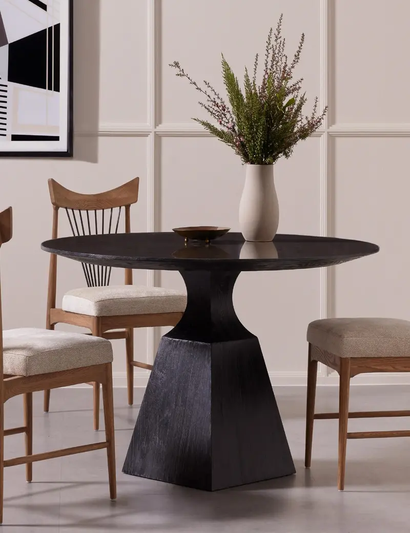 Shanay Round Extendable Dining Table – Walnut Veneer 1