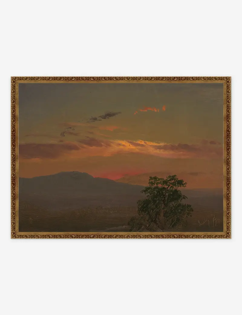 Sunset Landscape Art Print Of Hudson, New York 1