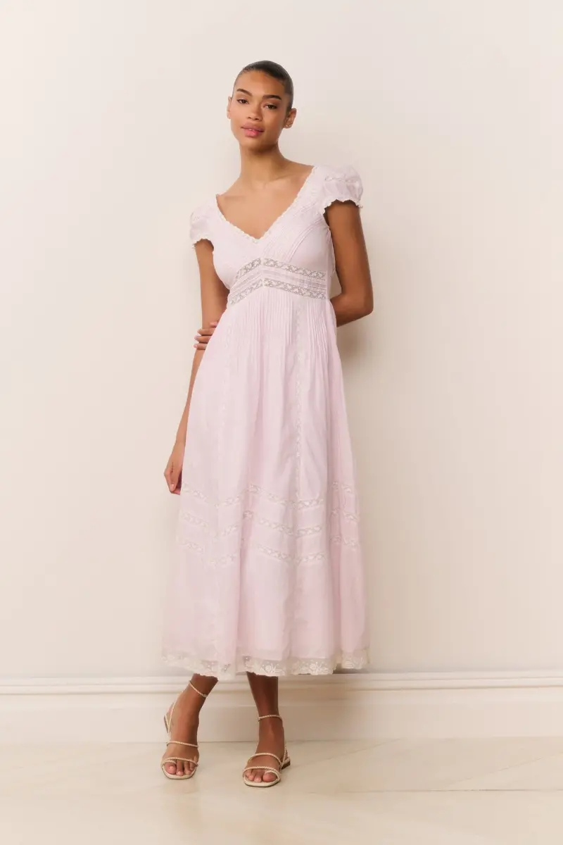 Suvi Soft Pink Cotton Midi Dress 1