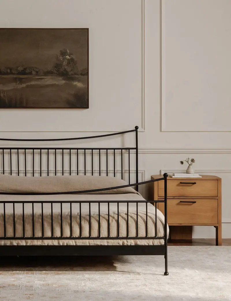 Sylvie Low-Profile Platform Bed – Upholstered Headboard Design 1