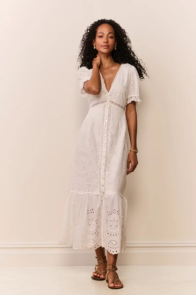 Tarragon Cotton Eyelet Bandana Midi Dress 1