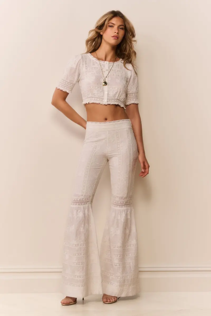 Tevla Victorian Bell Bottom Pants In Lightweight Cotton 1