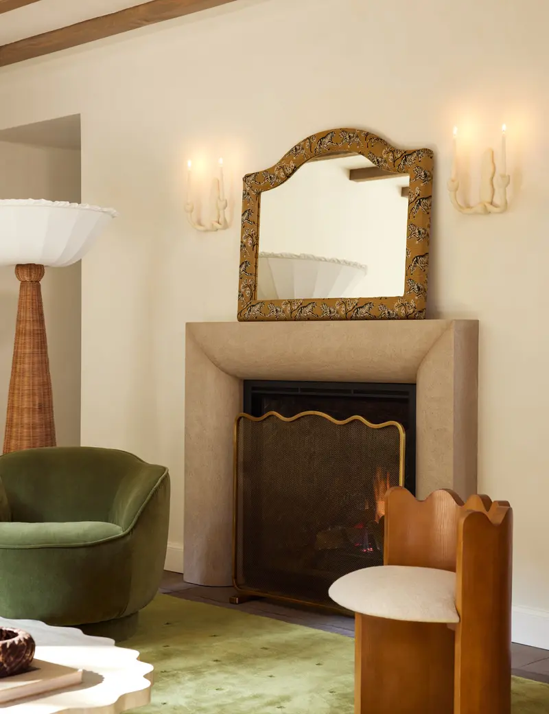 Tiger Upholstered Arched Mantel Mirror By Sarah Sherman Samuel 1